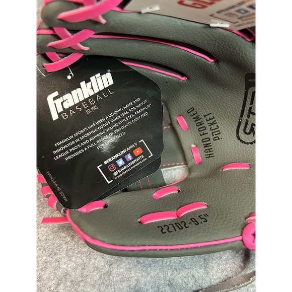 NEW Franklin Sports RTP Teeball Glove (9.5") Pink Gray Right Hand Throw Baseball - Picture 8 of 9